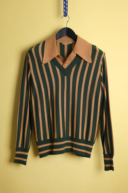 Green/Tan Stripe Knit Shirt