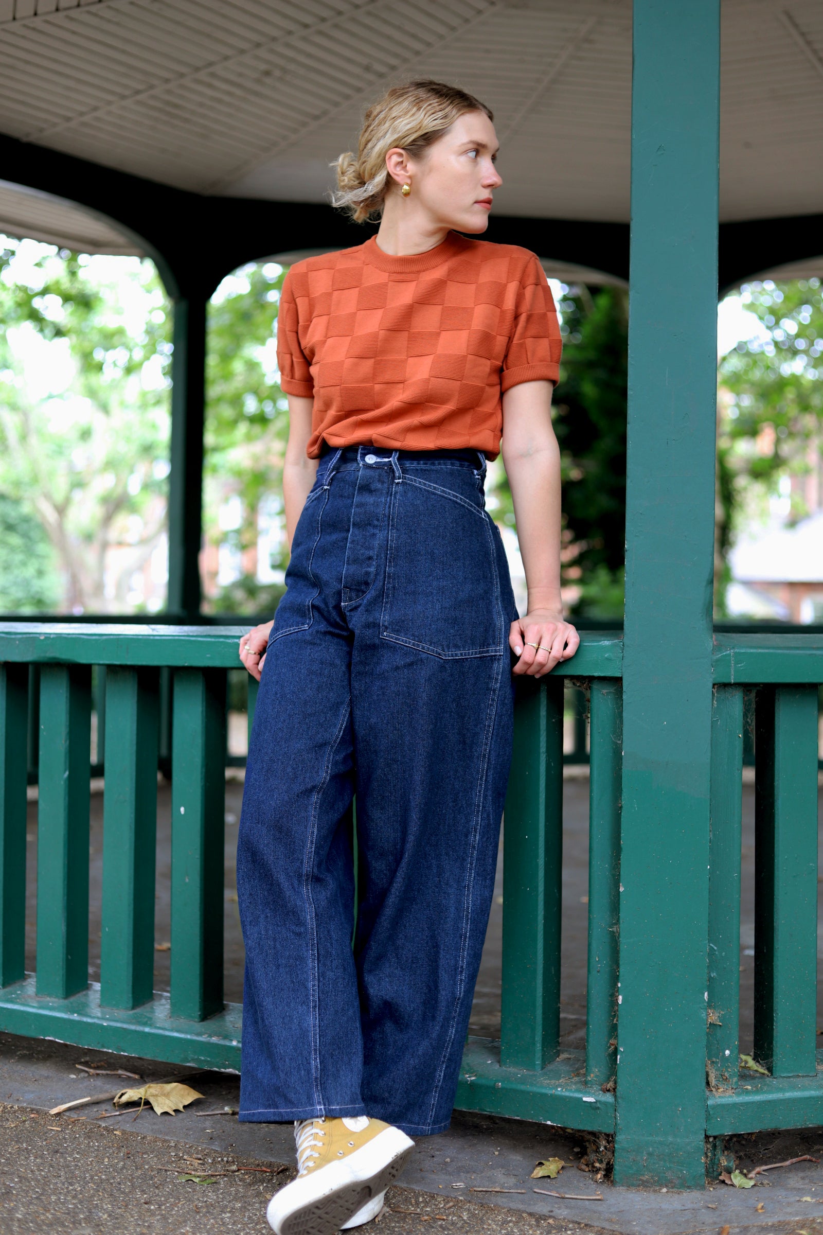 Patch pocket denim pants