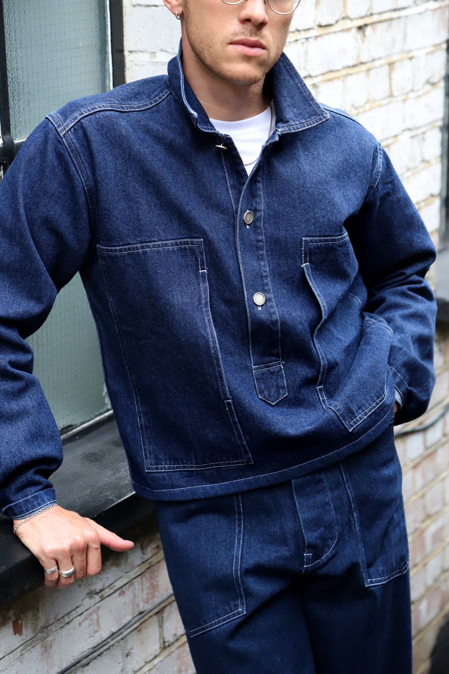 Denim pullover hot sale