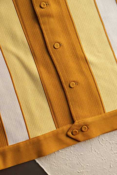 Yolk tonal knit front stripe panel shirt (1960)