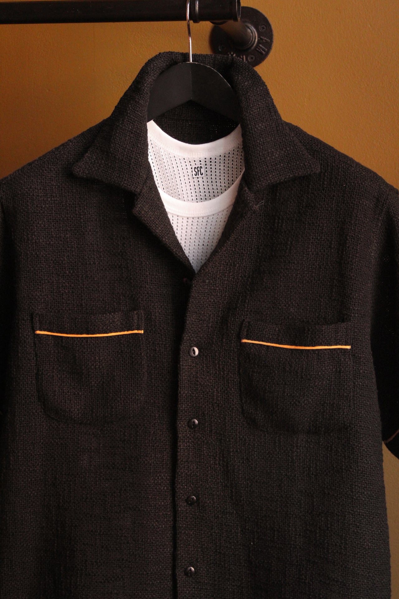 Coal black slub woven pocket shirt – Scott Fraser Collection