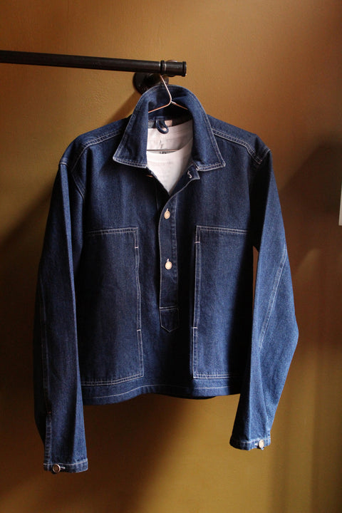Cropped pocket denim pullover – Scott Fraser Collection