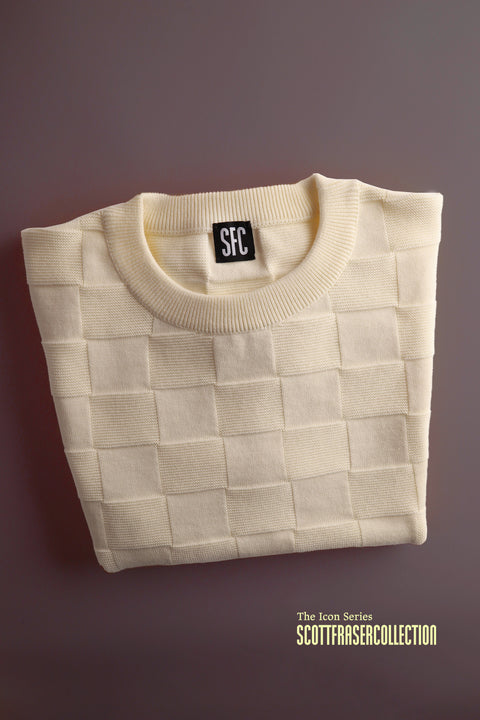 Ivory Checker Chet knit T