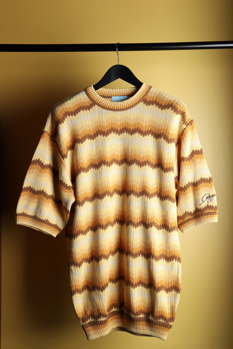 Yellow toned zig-zag knit tee