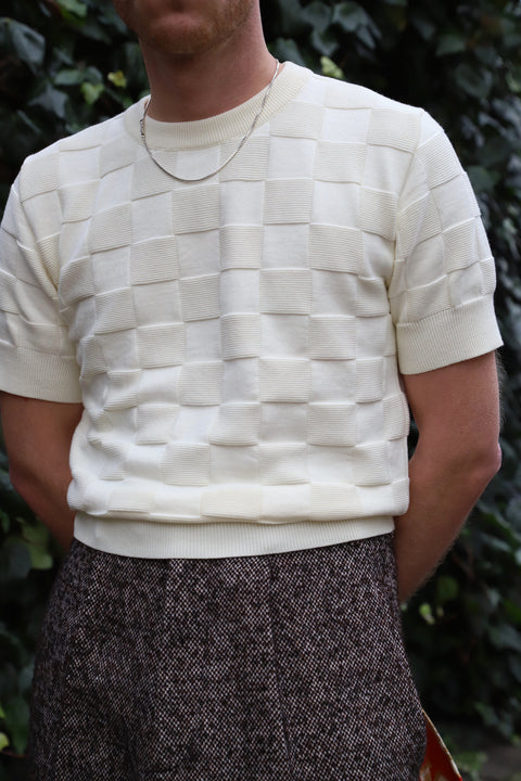 Ivory Checker Chet knit T