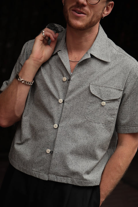 Grey black textured fleck loop pocket shirt (LIMITED)