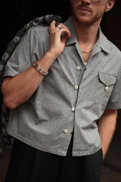 Grey black textured fleck loop pocket shirt (LIMITED)