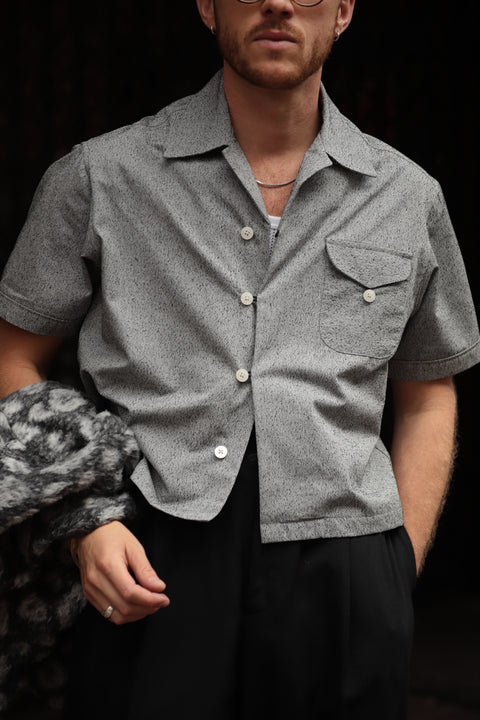 Grey black textured fleck loop pocket shirt (LIMITED)