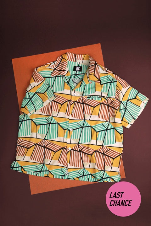 Yellow drapey Brighton hut shirt