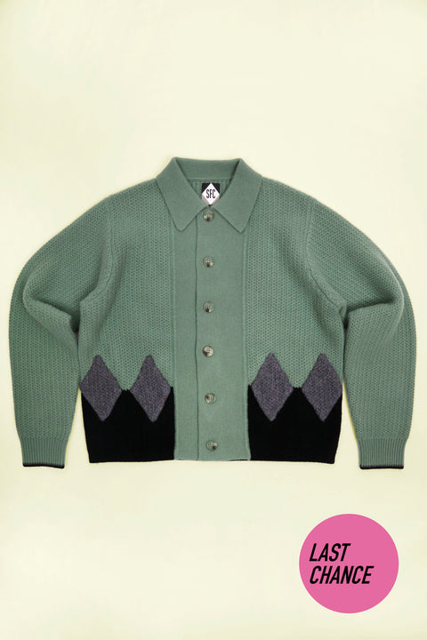 Sage green diamond panel knit