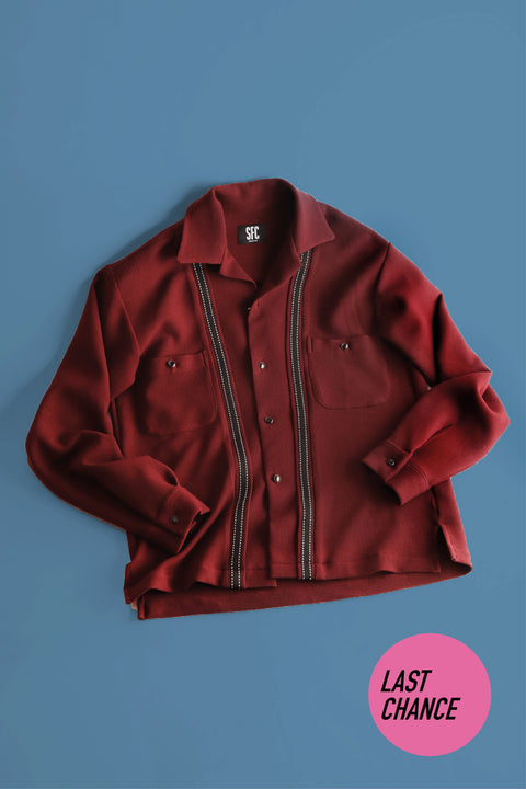 Burgundy waffled band front shirt