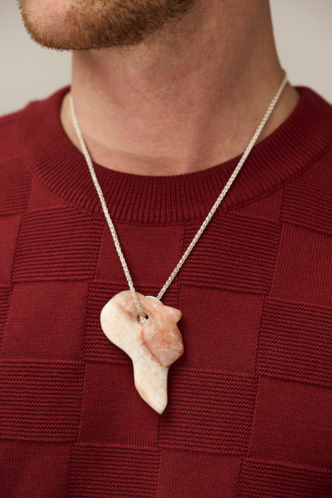 Silver Lucky Coin necklace with Stone pendant (O2)