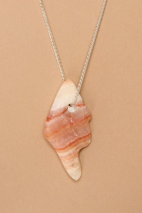 Silver Lucky Coin necklace with Stone pendant (O1)