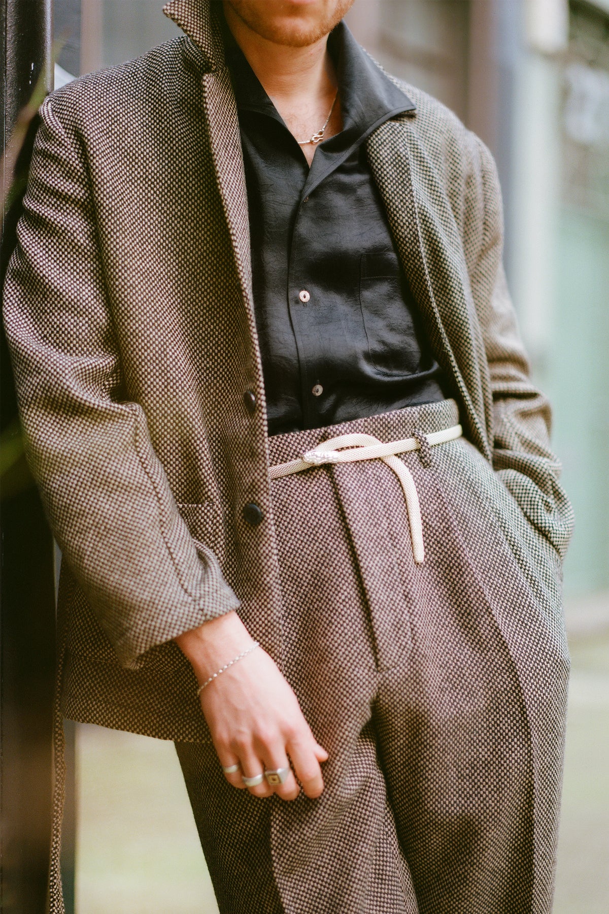 FABRIC OPTION - BLACK AND BROWN WOVEN SACK WOOL