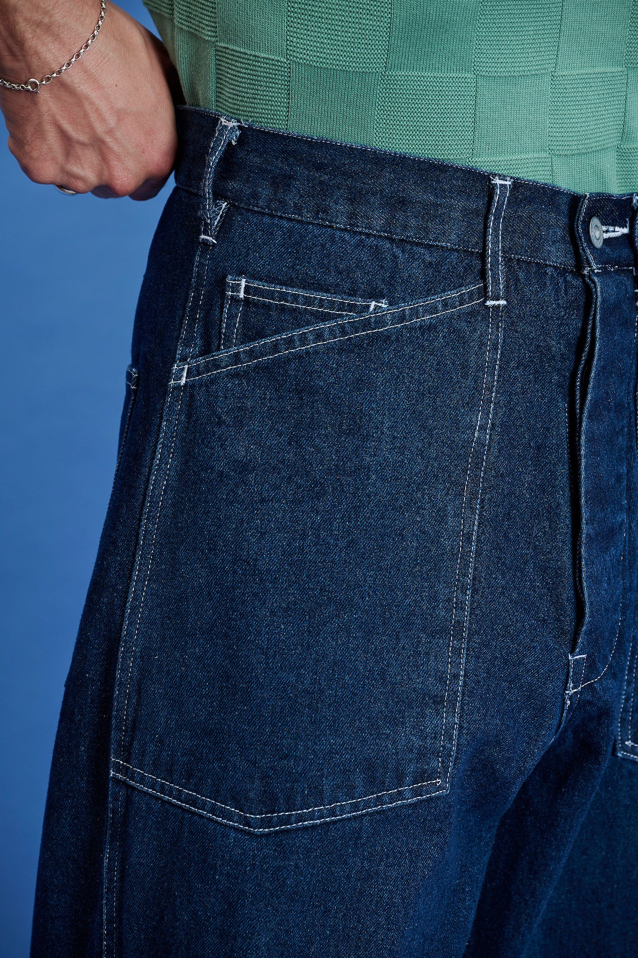 Patch pocket denim pants