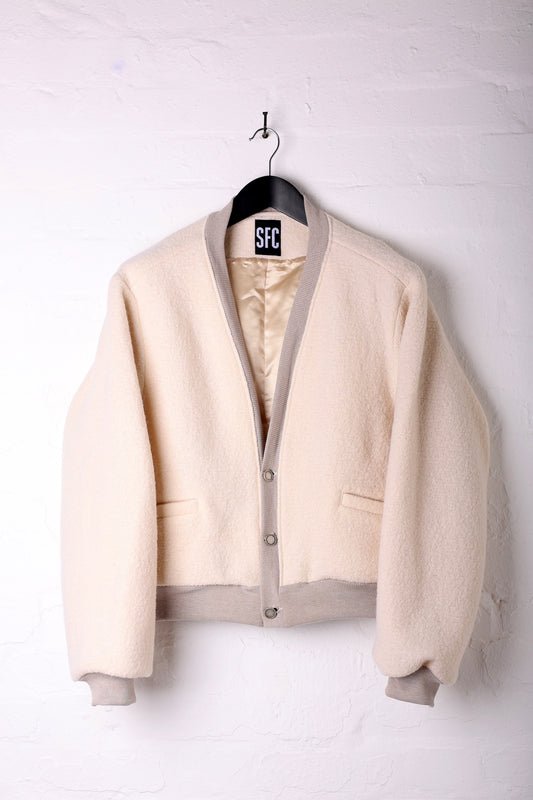 Blouson Jacket Ivory Wool - M