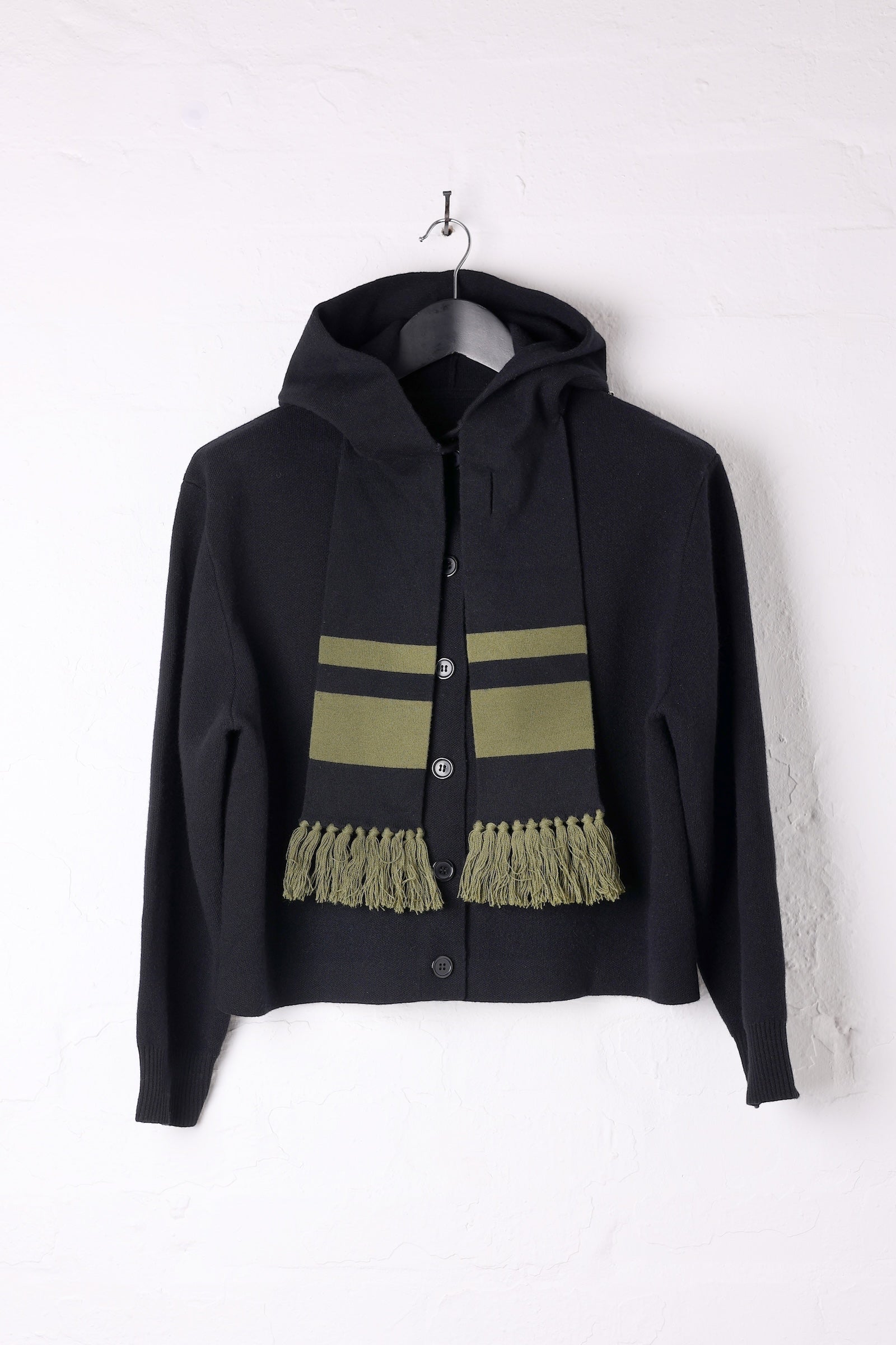 Cropped Hoodie Scarf Cardigan - XS / S