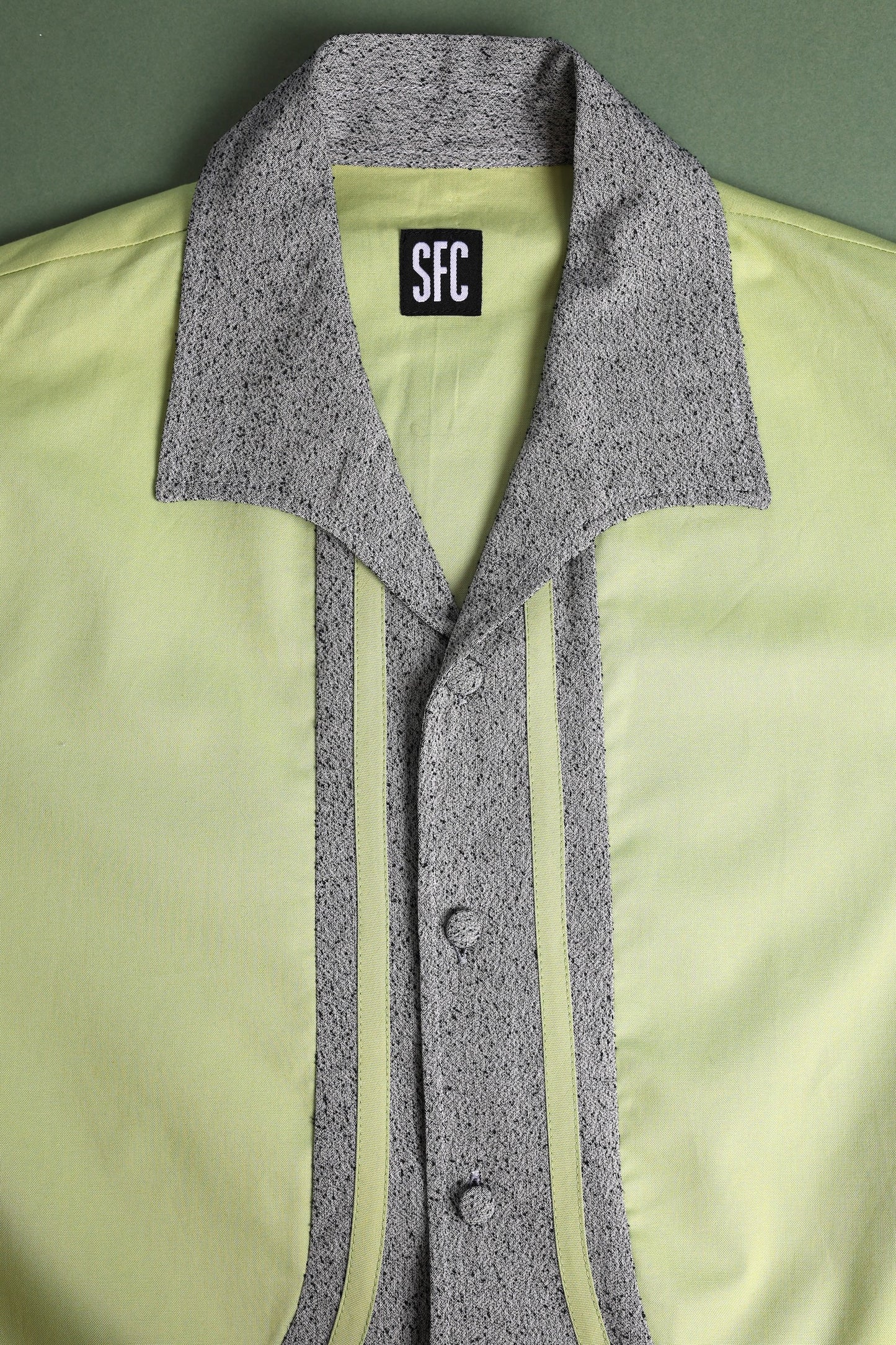 Speckled Piping Shirt Green - S/M