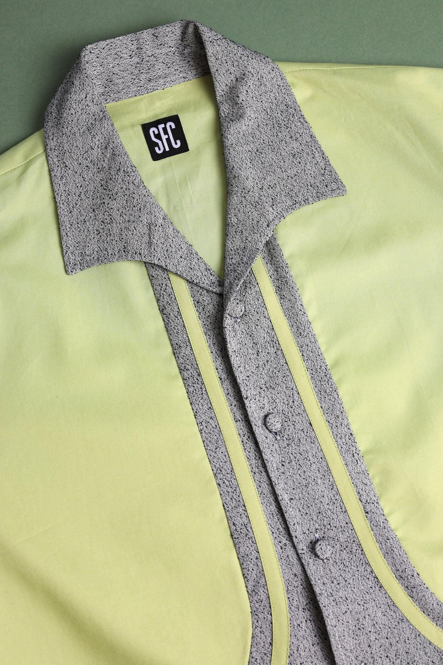 Speckled Piping Shirt Green - S/M