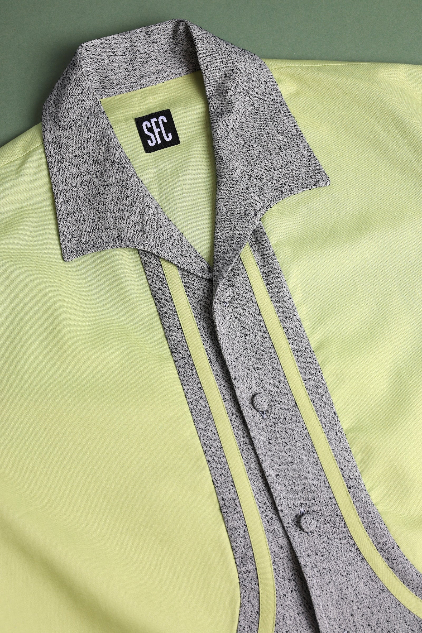 Speckled Piping Shirt Green - S/M