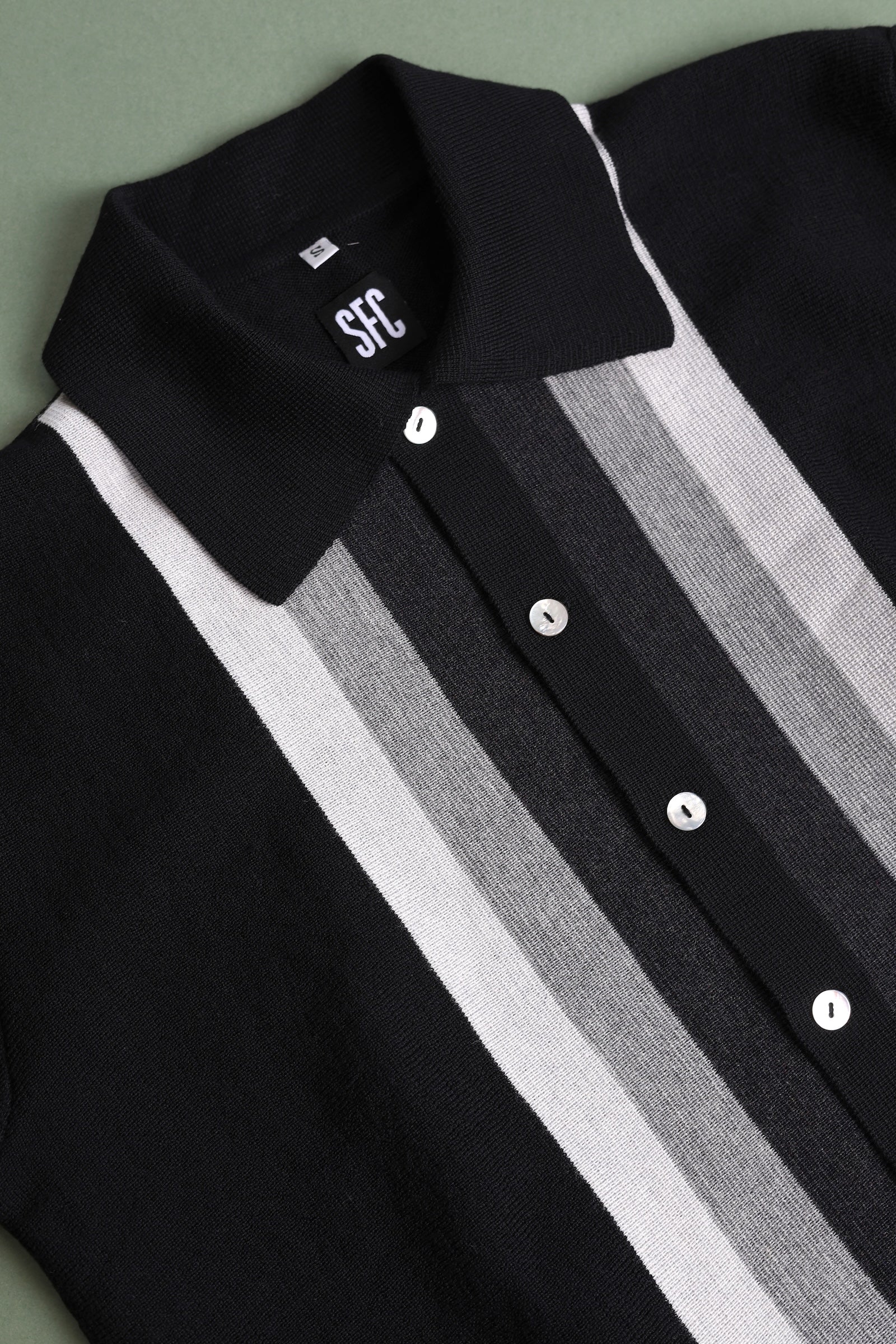 Black w/ duo tone grey L stripe knit - S