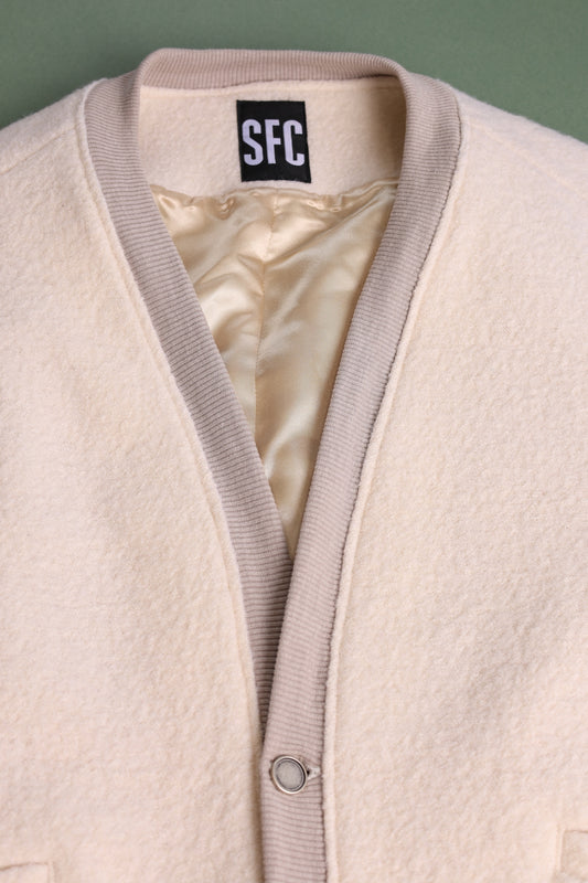 Blouson Jacket Ivory Wool - M
