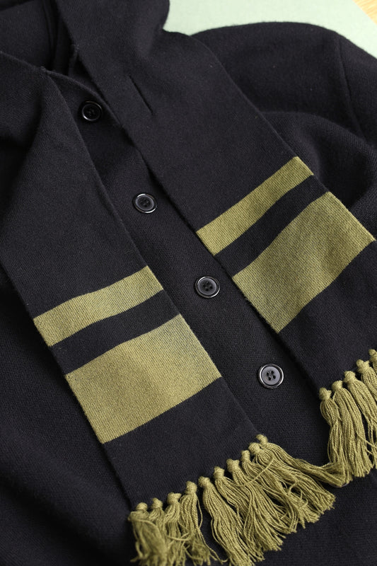 Cropped Hoodie Scarf Cardigan