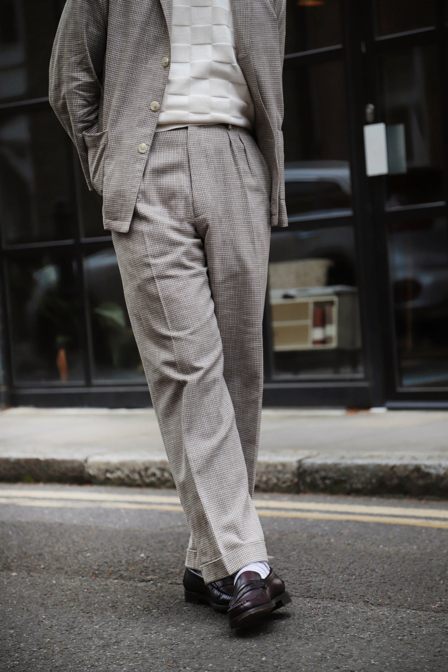 FABRIC OPTION - OAT TONED DOGTOOTH WOOL COTTON