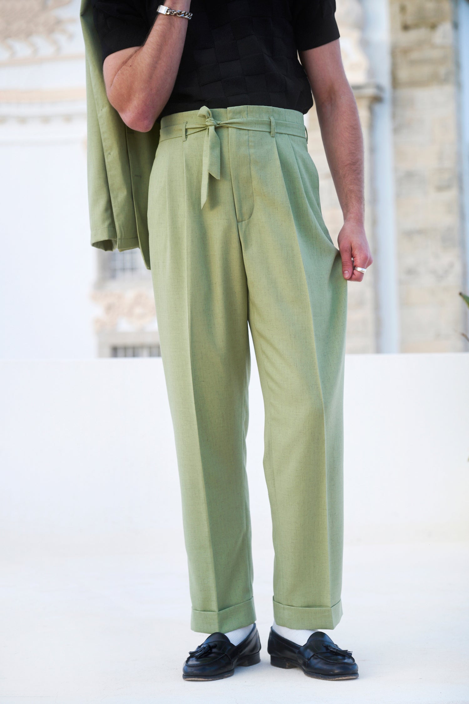 FABRIC OPTION - PISTACHIO SLUB DRAPEY BAMBOO / LINEN
