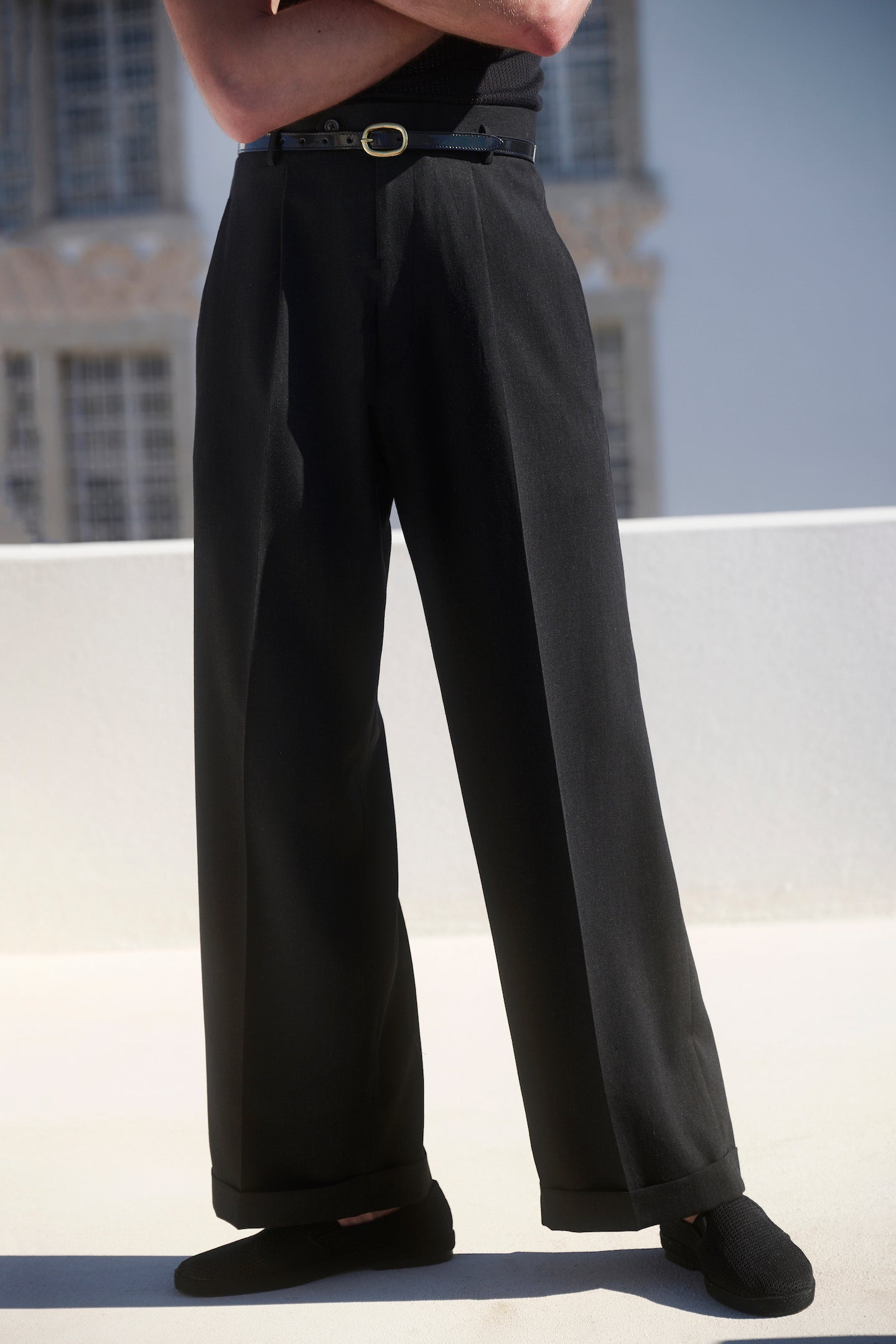 FABRIC OPTION - BLACK SLUB DRAPEY BAMBOO / LINEN
