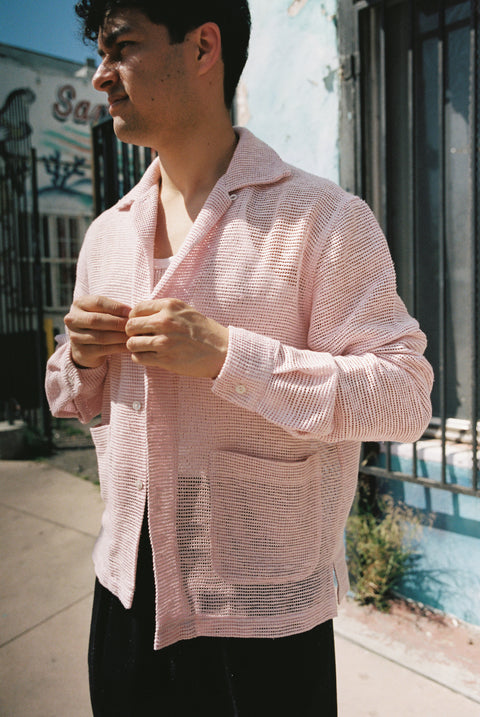 Powder pink laddered pocket shirt (LIMITED)