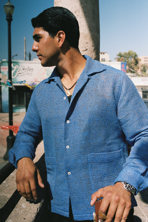 Majorelle blue laddered pocket shirt (LIMITED)