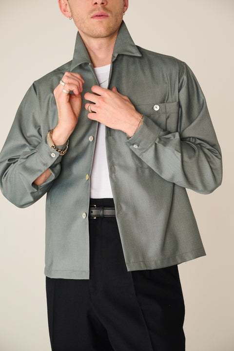Muted sage big pocket shirt overshirt
