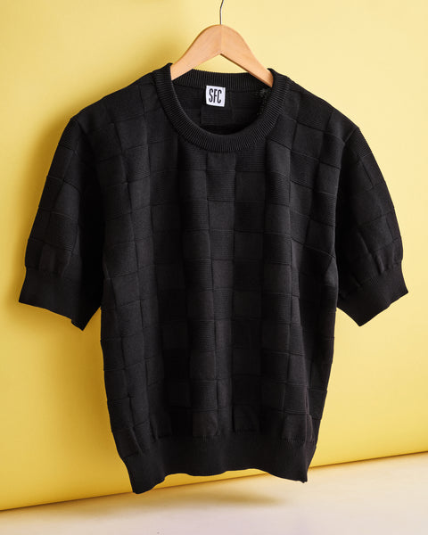 Black Checker Chet knit T