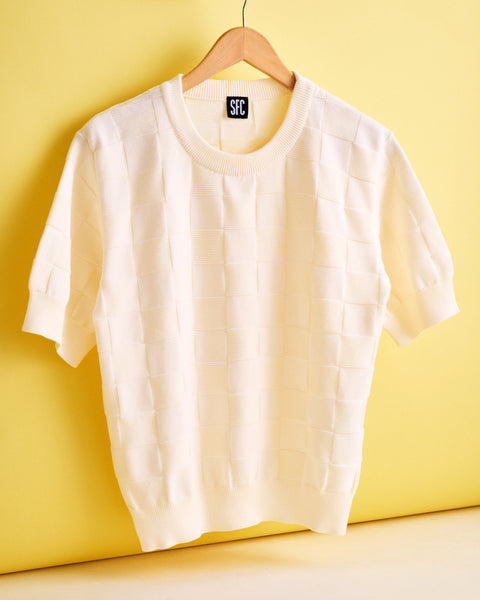 Ivory Checker Chet knit T