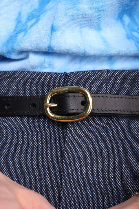 Black matte leather tape belt