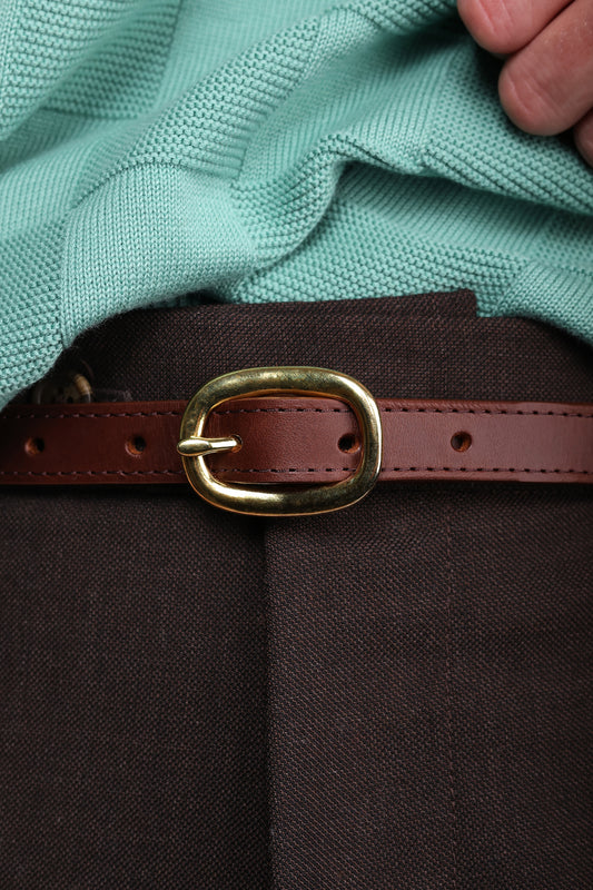 Leather tape belt