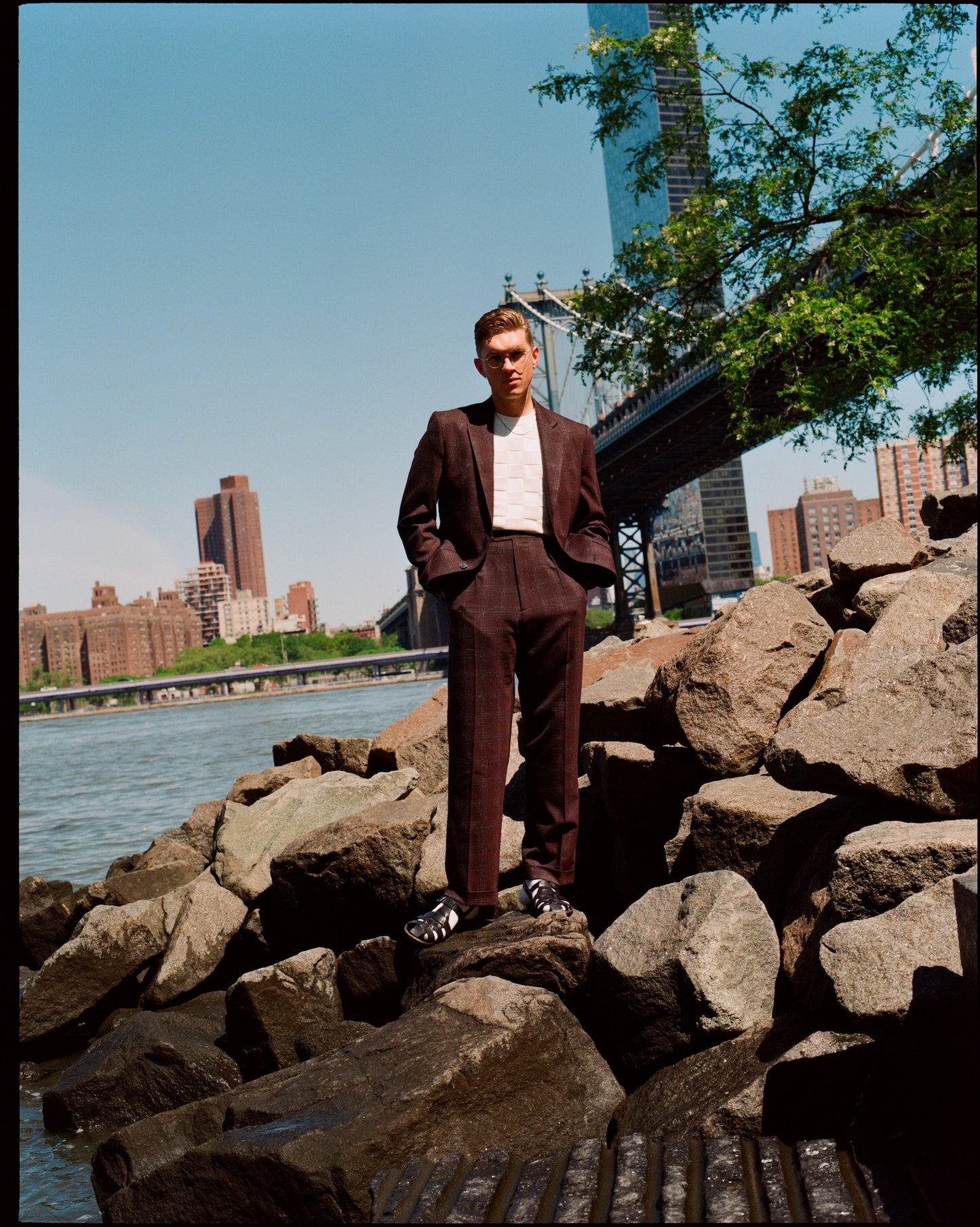 FABRIC OPTION - BROWN CROSS HATCH DRAPED WOOL