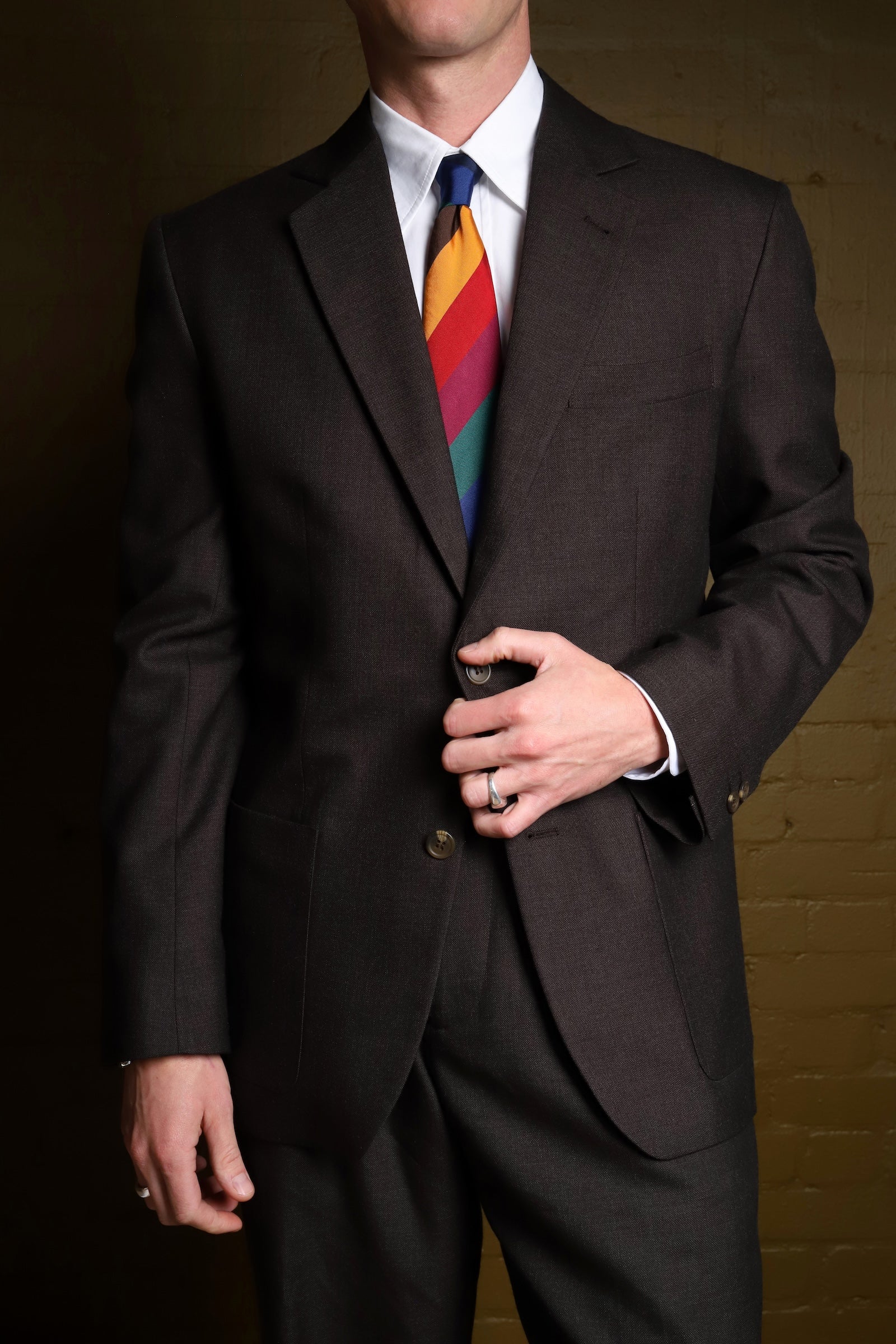 FABRIC OPTION - BROWN HOPSACK WITH BLACK UNDERTONE WOOL