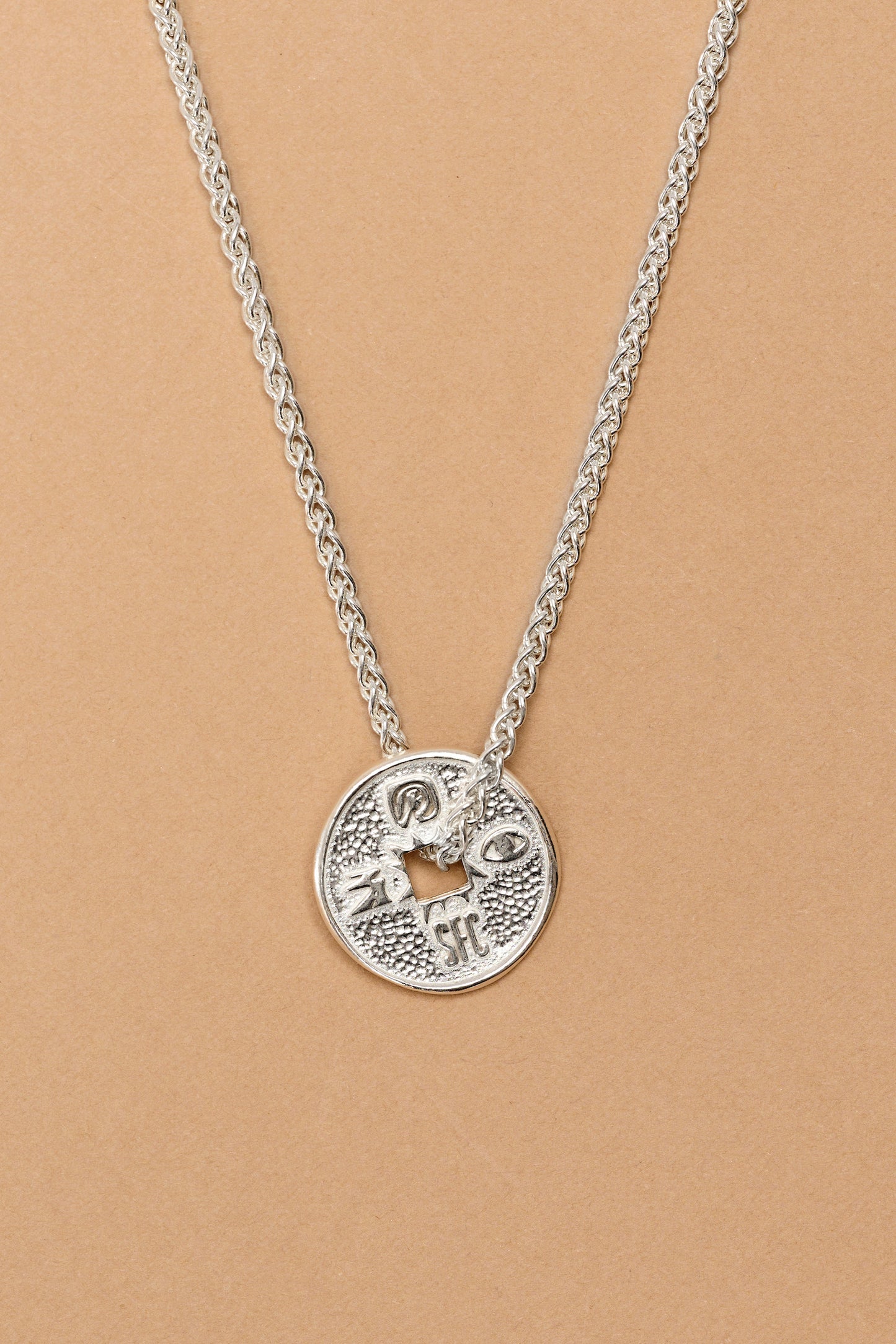 Silver lucky coin necklace