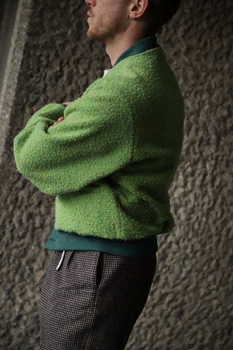 Green toned bobbled Casentino wool blouson jacket