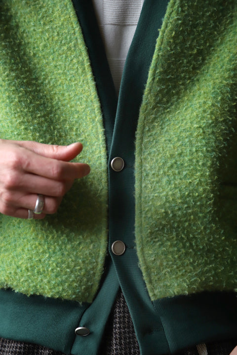 Green toned bobbled Casentino wool blouson jacket