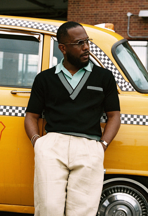 Black and jade Checker polo