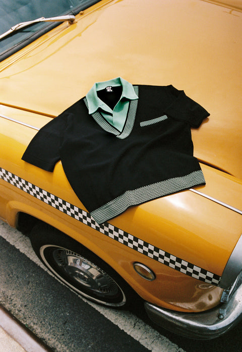 Black and jade Checker polo