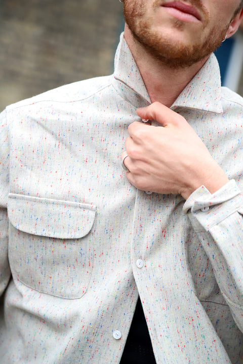 Soft greige confetti fleck shirt