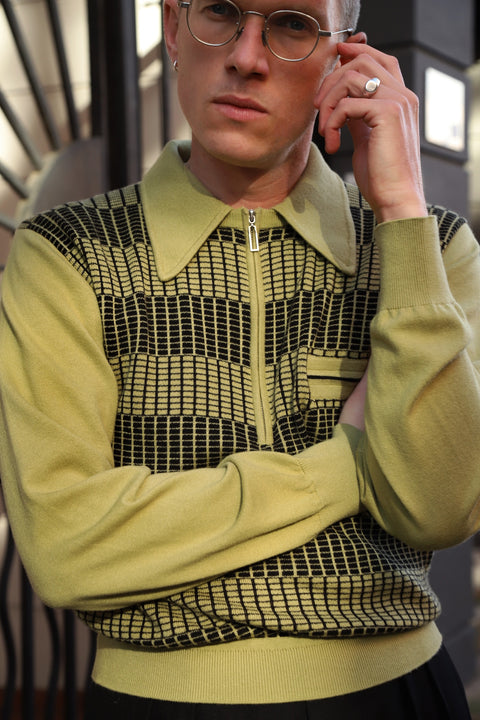 Matcha Cortina zip up knit