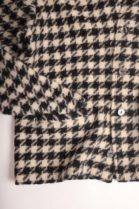 Black and ivory houndstooth wool cardigan