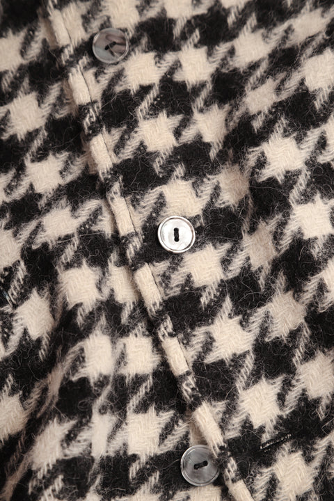 Black and ivory houndstooth wool cardigan