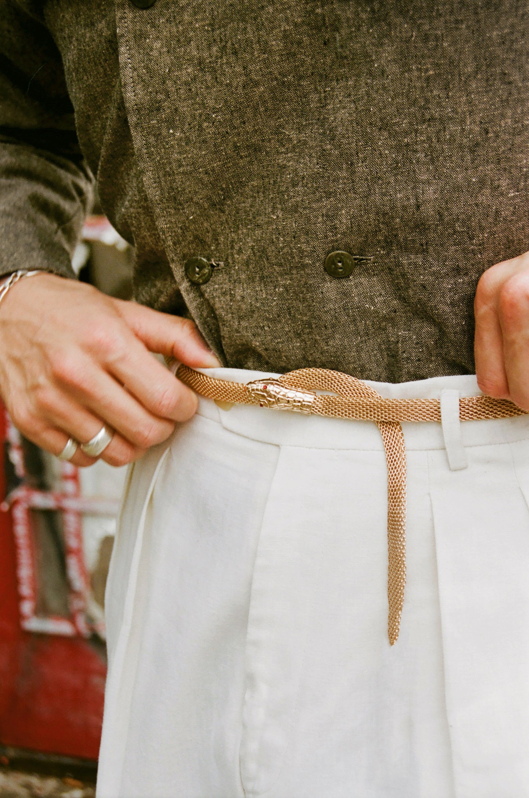 Gold metal outlet belt