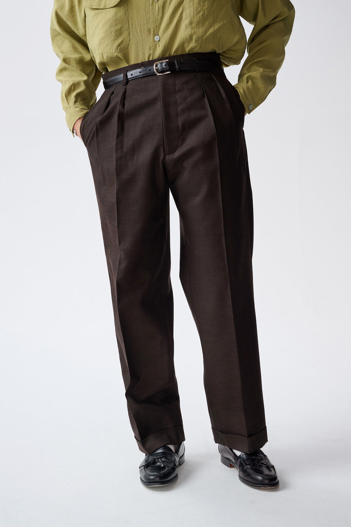 Brown-black classic wide-leg trousers